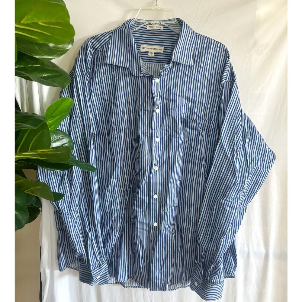 Pronto Uomo Blue Striped Button-Down Mens Size XXL